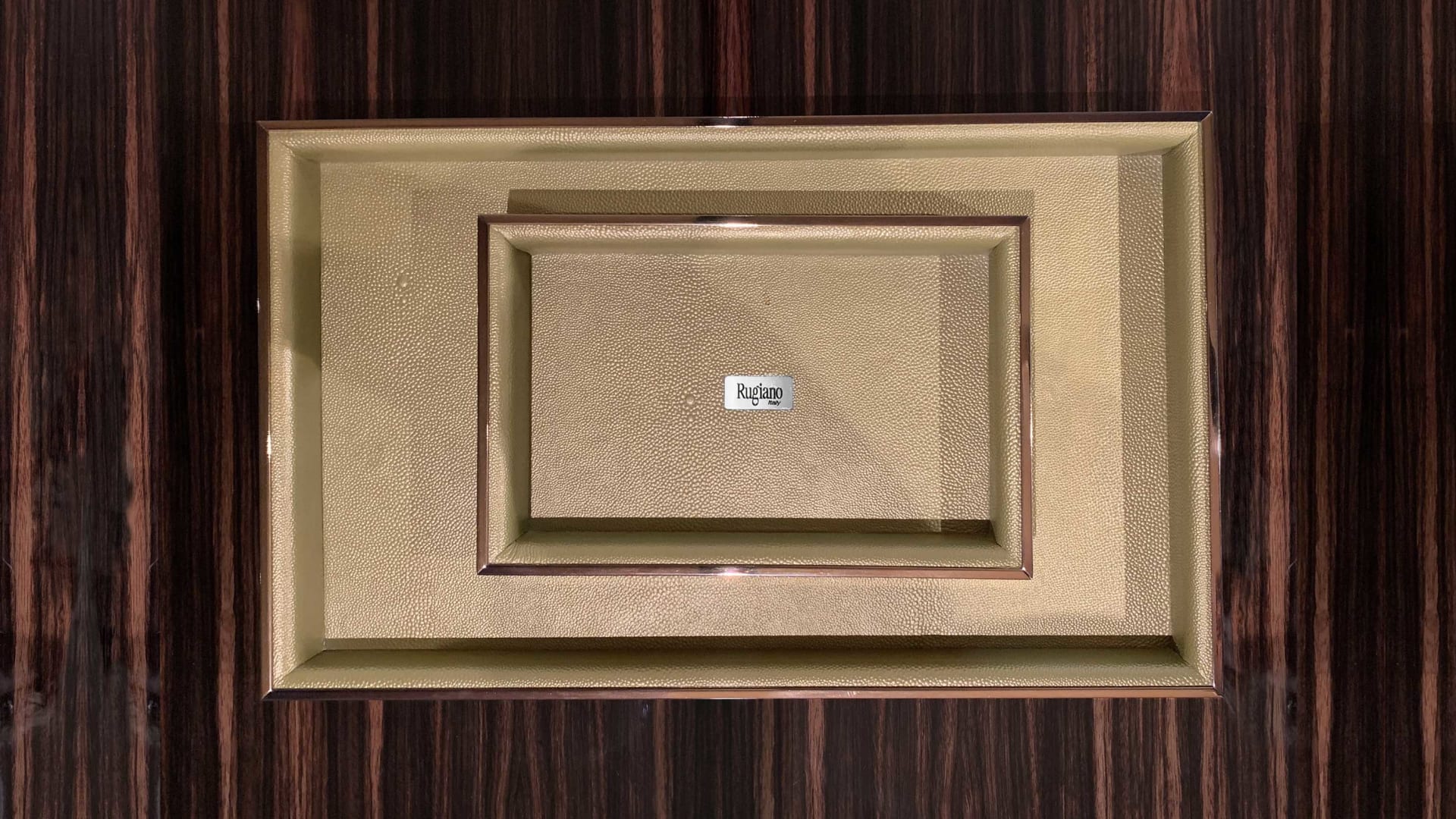 Elegance decorative object | Rugiano. Exquisite tray with a metal frame and leather finish for elegant space organization.