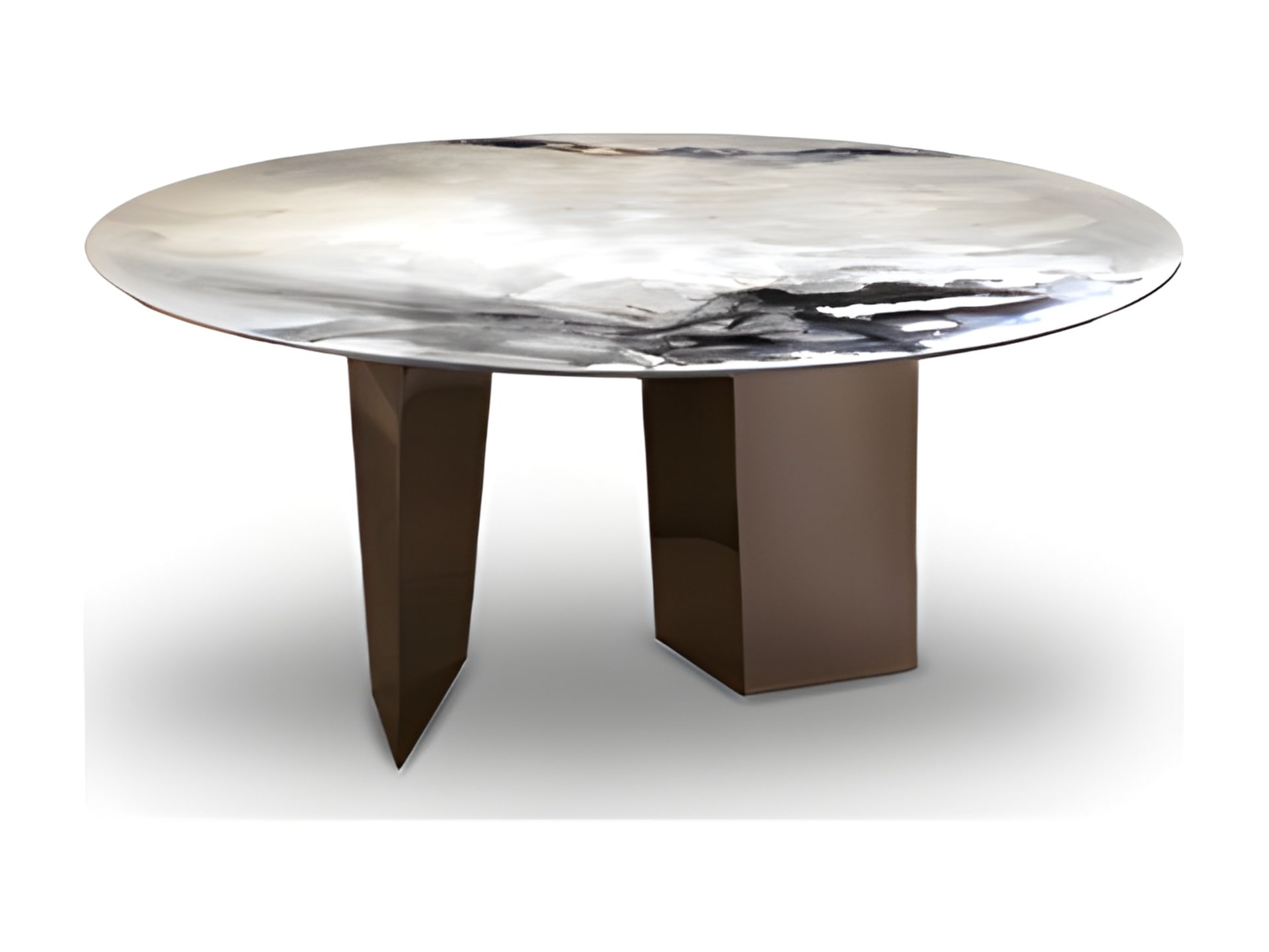 Blanco table | Rugiano. Sculptural table with a unique glass tabletop, rounded edges, and an expressive lacquered base, perfect for modern interiors.