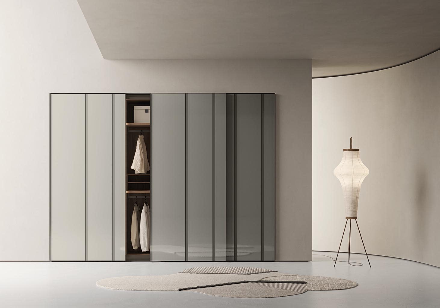 Code wall panel | ALF Dafre. Sleek Code sliding door by Enrico Cesana with soft-close mechanism for modern space division.