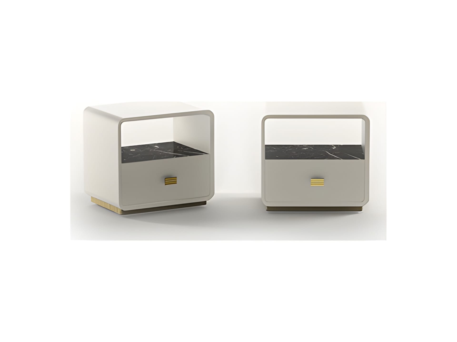 Club bedside table | Rugiano. Luxurious side table with leather upholstery, marble top, metal details, and a practical drawer for refined interiors.