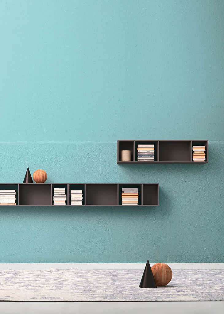 Versus shelving unit | ALF Dafre. Versatile wall-mounted modules with open compartments, customizable in finish and orientation for modern interiors.