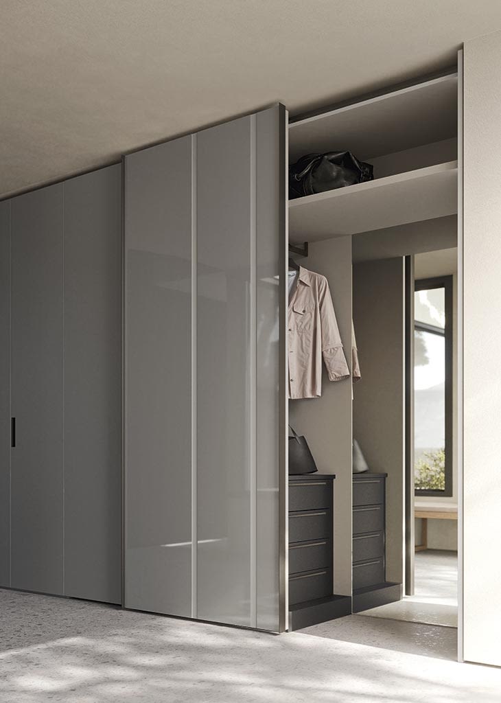 Code wall panel | ALF Dafre. Sleek Code sliding door by Enrico Cesana with soft-close mechanism for modern space division.