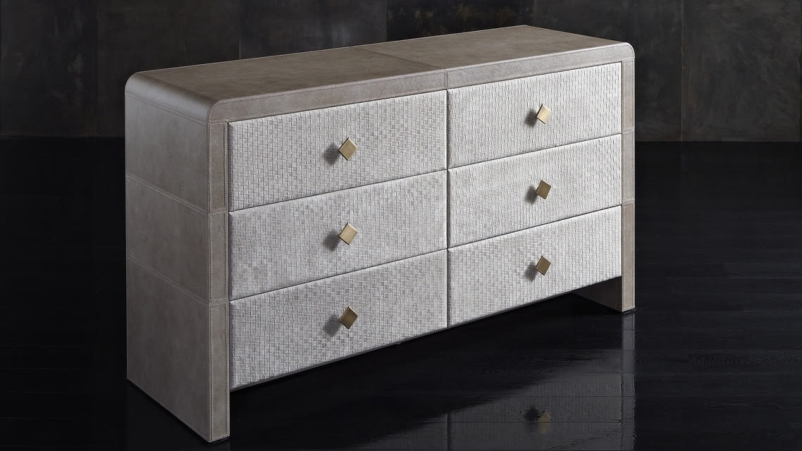 Reko chest of drawers | Rugiano. Elegant chest of drawers with geometric textured facade, offering sophisticated storage for modern interiors.