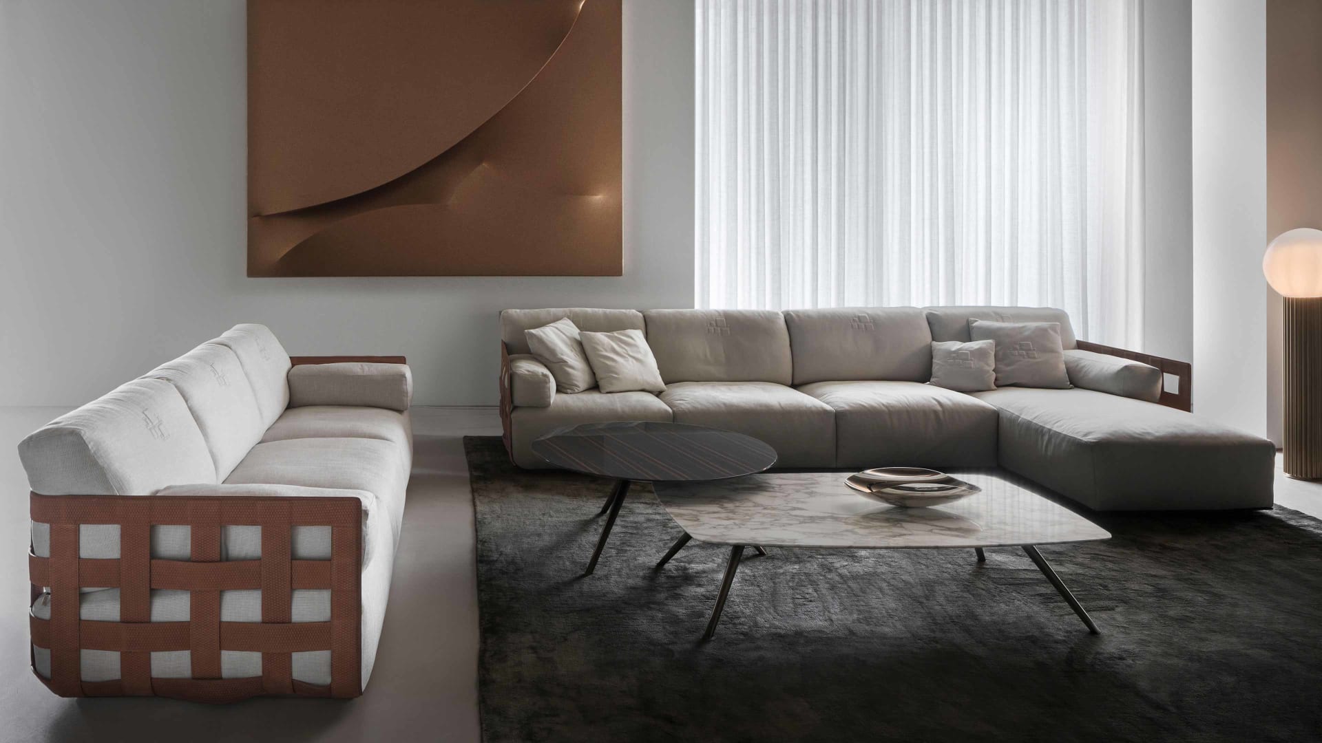 Braid sofa | Rugiano. A luxurious modular sofa system featuring an exquisite upholstered braided structure, offering unparalleled comfort and versatile configurations.