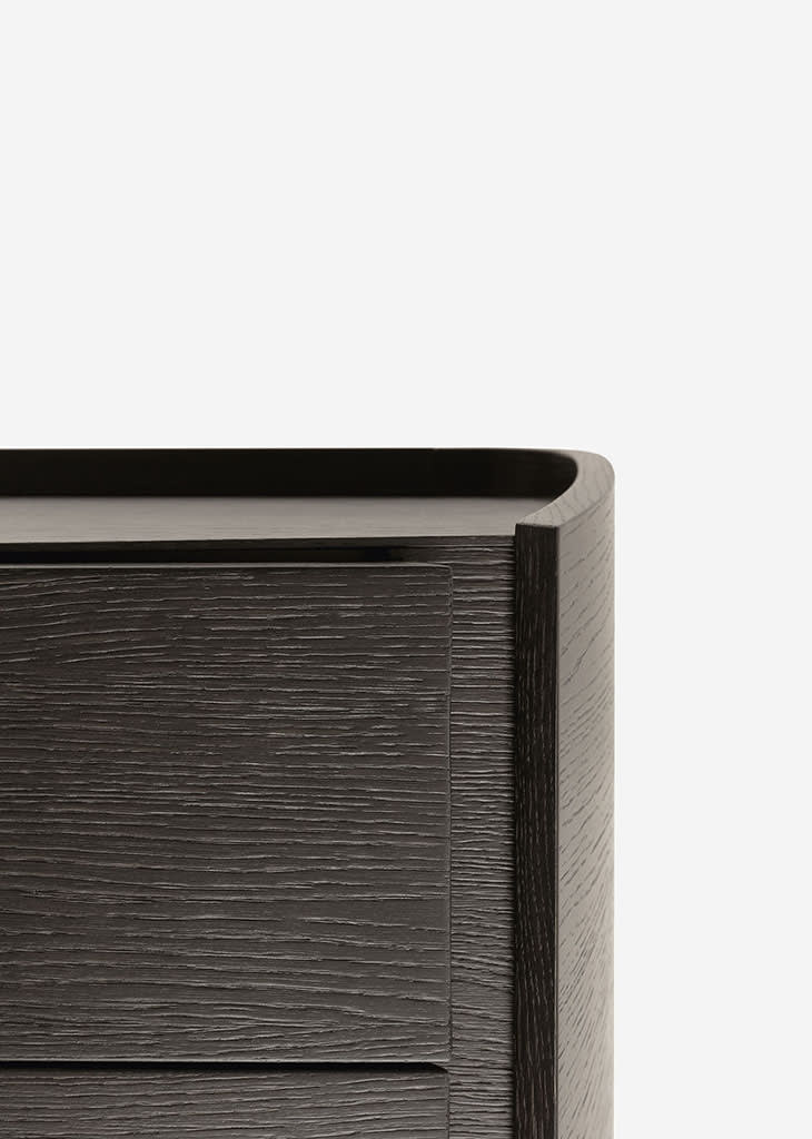 Adj bedside table | ALF Dafre. Elegant bedroom storage units with rounded, seamless design, creating harmony and fluidity.