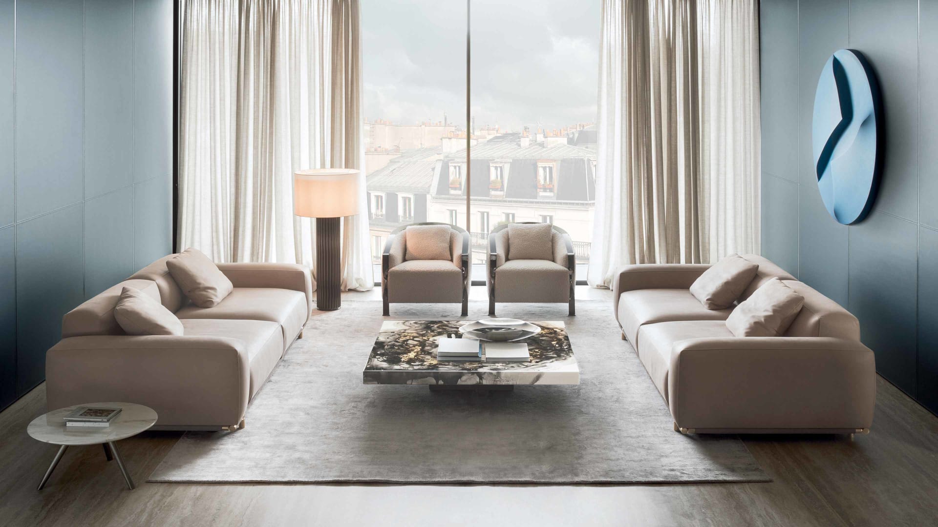 Decoro coffee table | Rugiano. Exquisite coffee table with a unique hand-painted top, available in various sizes and shapes.