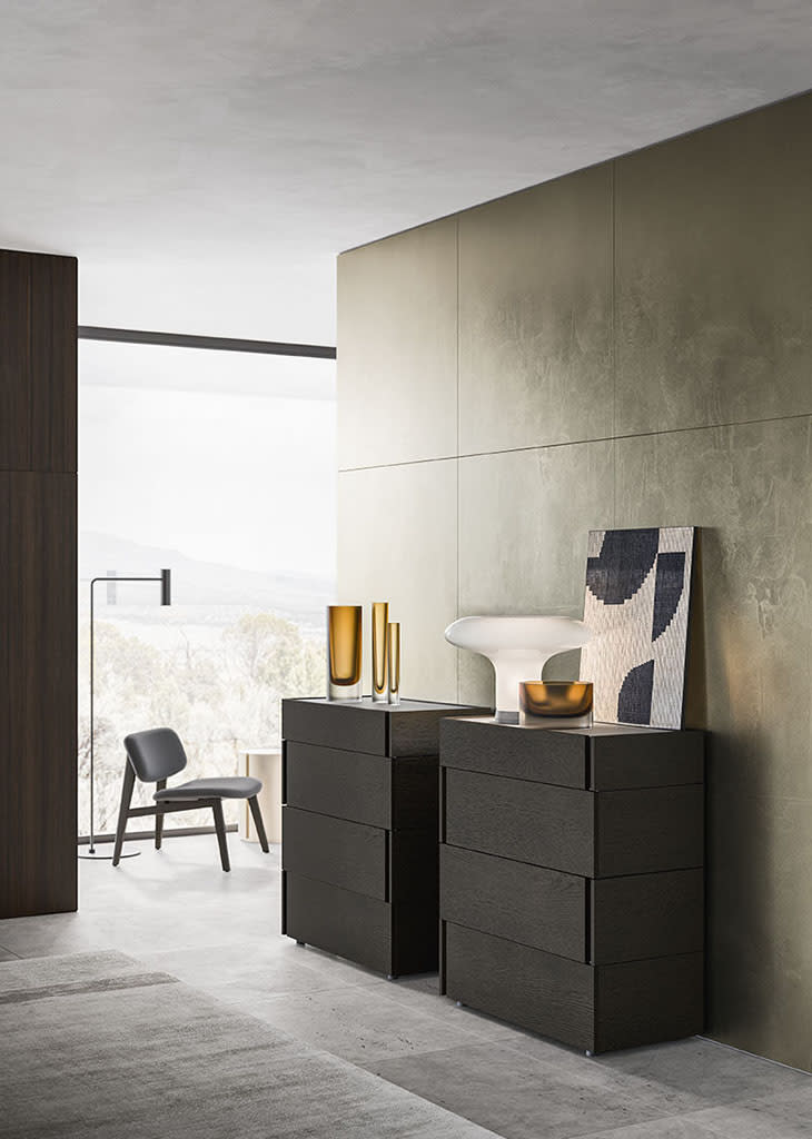 Da-Do System bedside table | ALF Dafre. Modular Da-Do storage system with linear design, two-tone finish, and integrated handles for bedroom personalization.