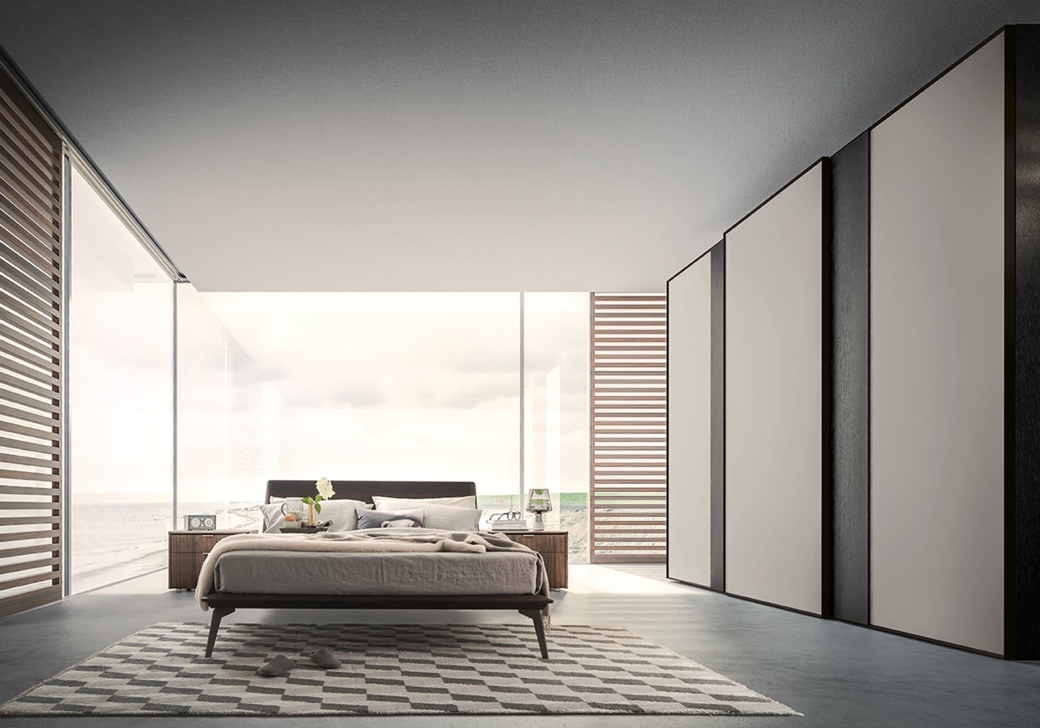 Frame wardrobe | ALF Dafre. Wardrobe with sliding doors, combining contrasting finishes and elegant design.
