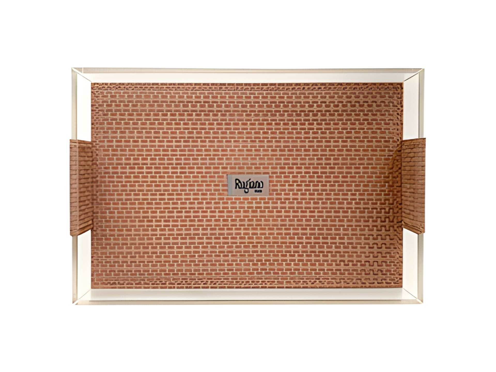 Plexi decorative object | Rugiano. Exquisite acrylic tray with woven leather insert and geometric pattern.