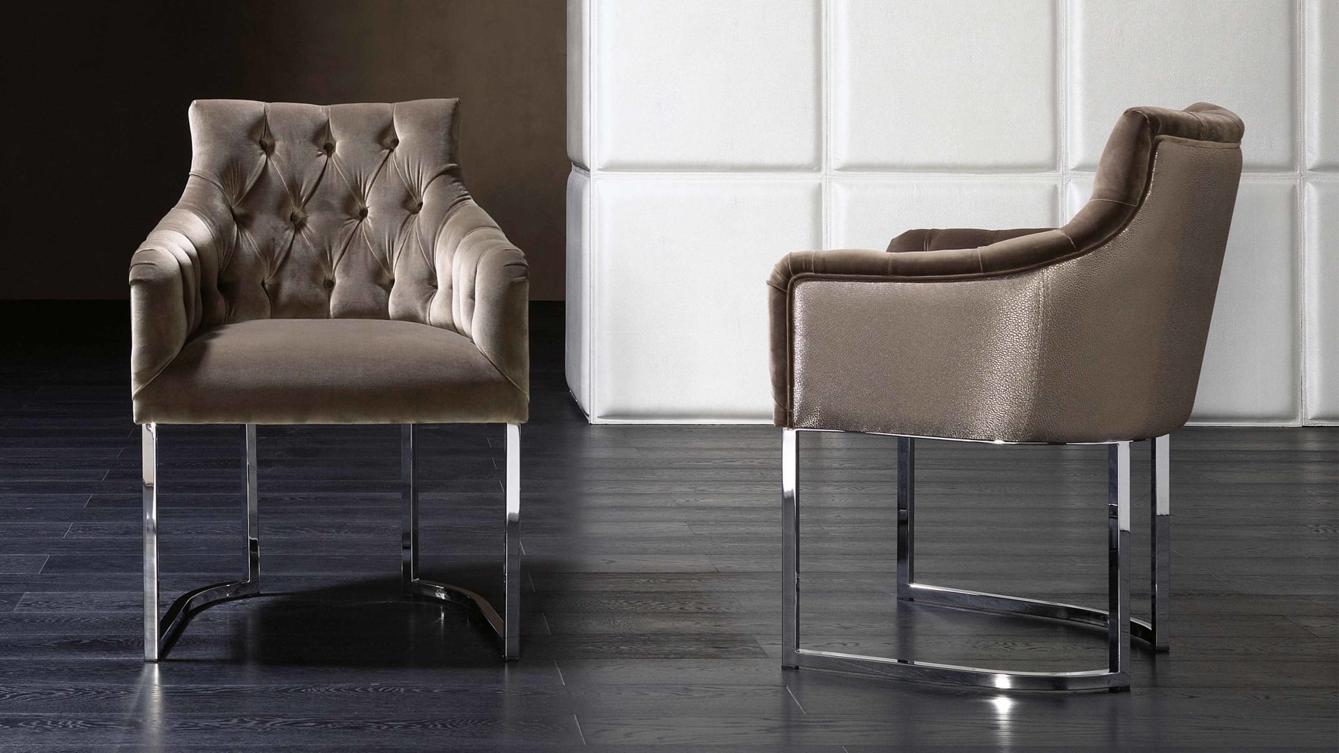 Itaca armchair | Rugiano. Luxuriously upholstered chair with elegant metal legs, offering refined comfort and bespoke finishes for any sophisticated interior.