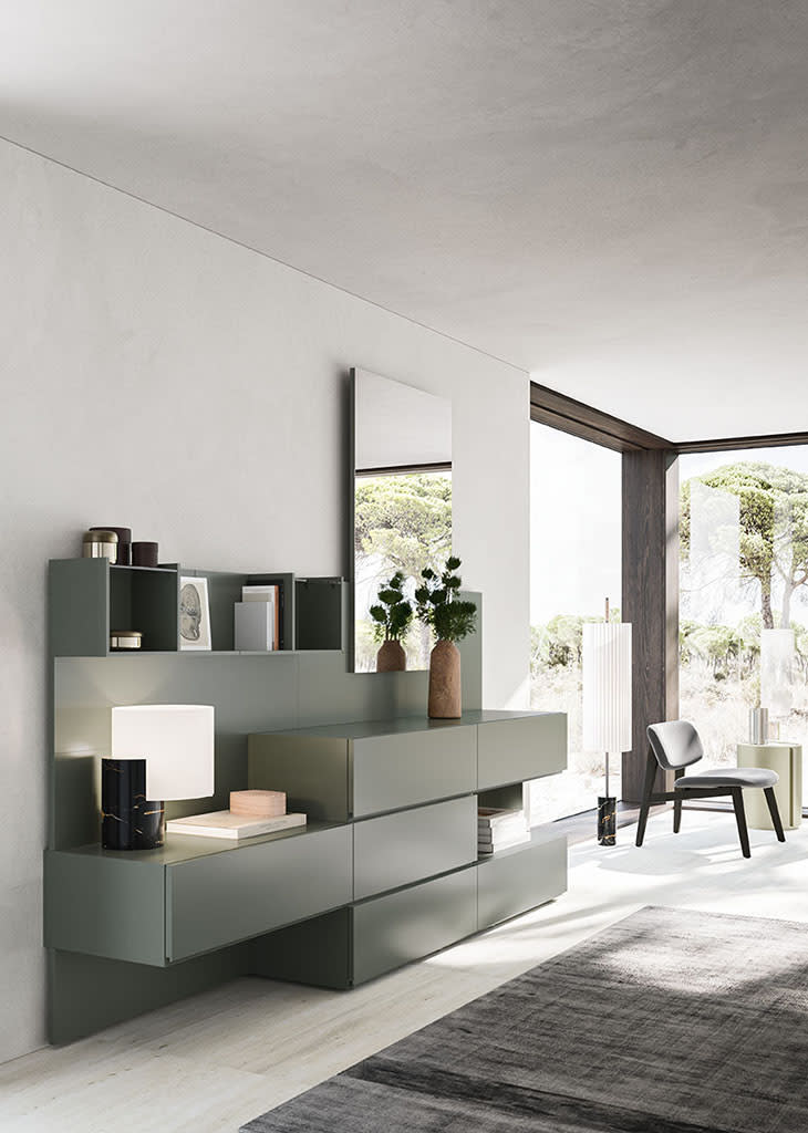 By side bedside table | ALF Dafre. Modular bedroom storage units with infinite compositional possibilities.