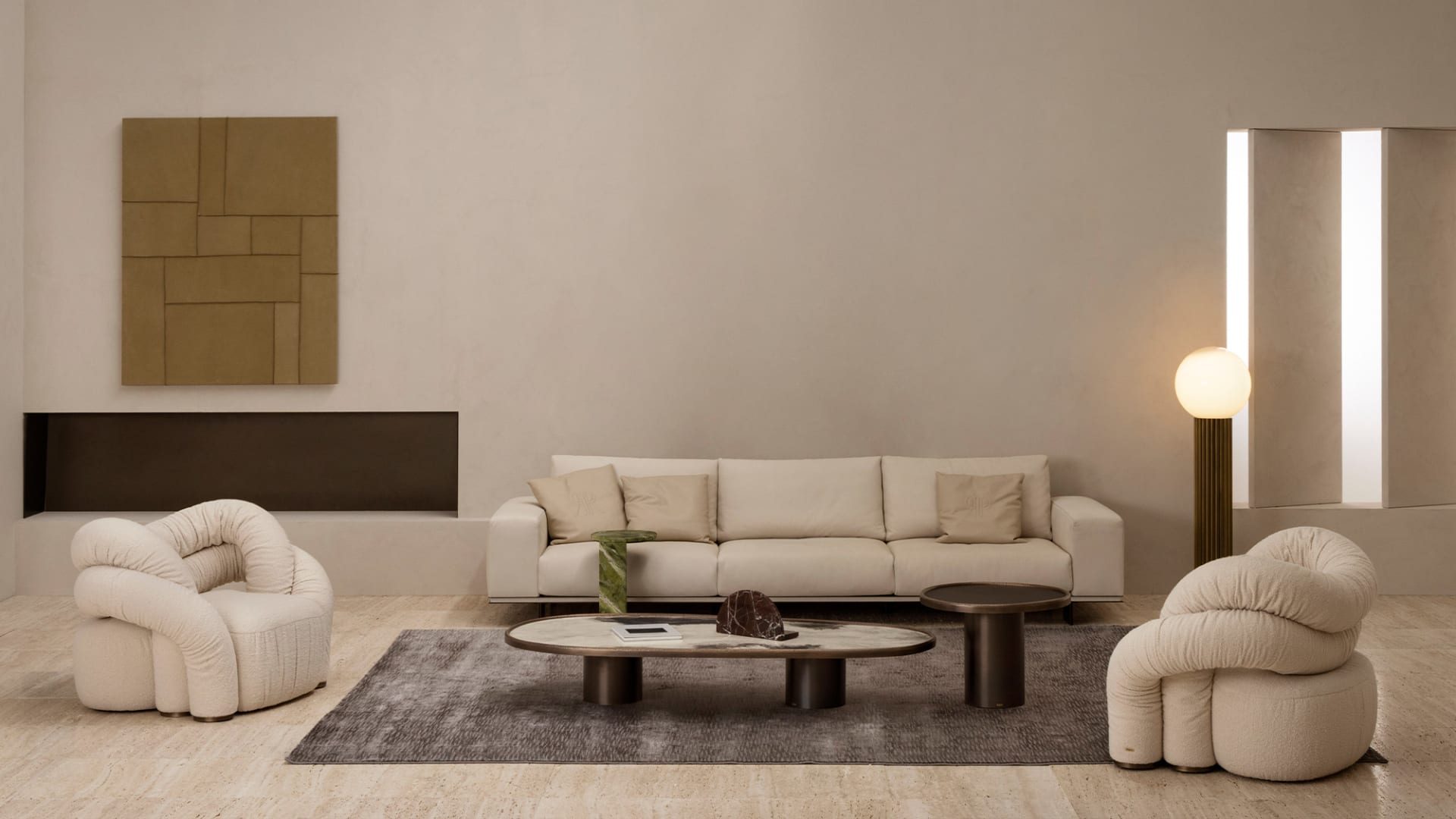 Line Grey rug | Rugiano. Luxury handmade grey rug in wool and viscose with unique texture for modern interiors.
