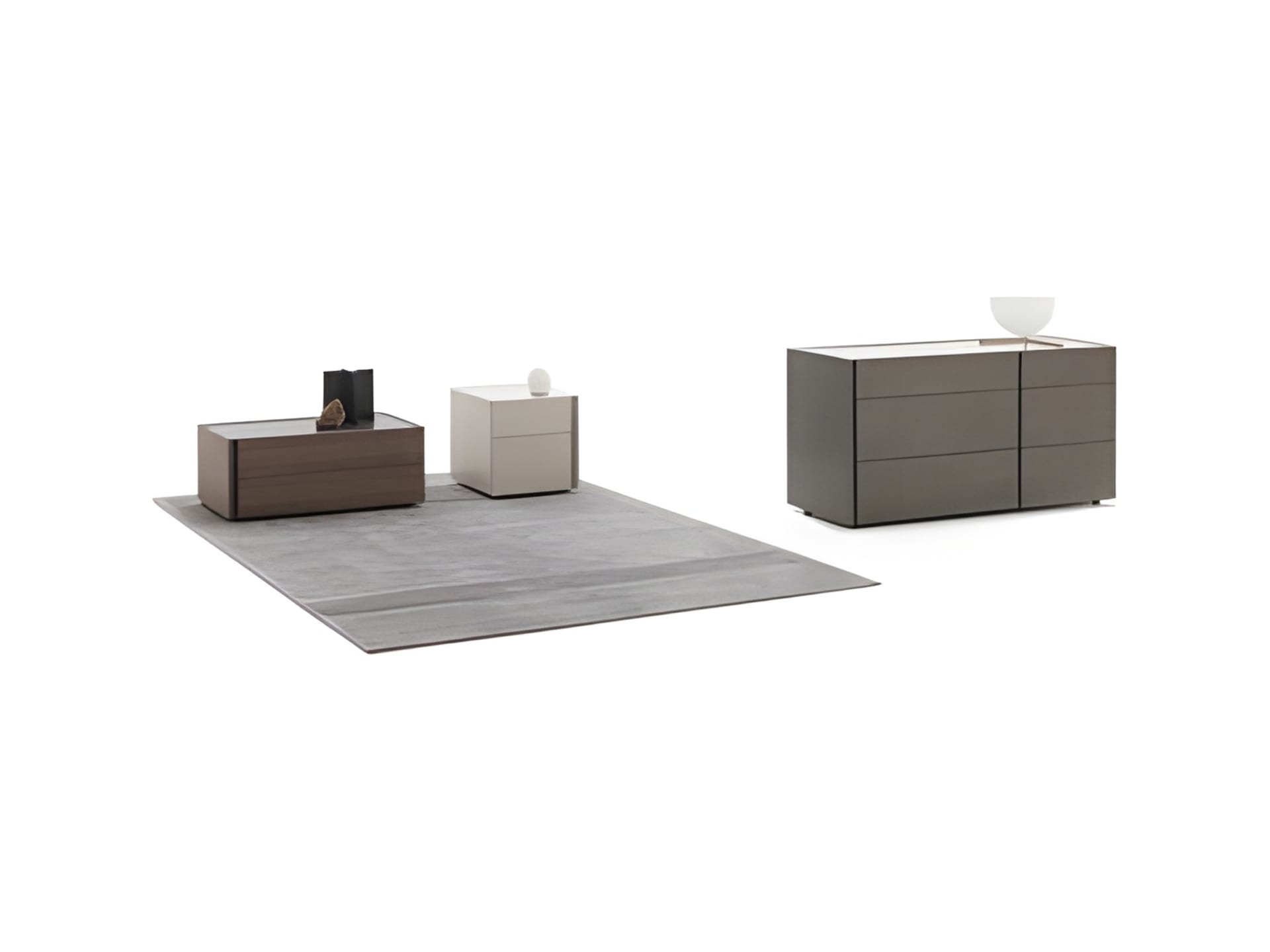 Da-Do System bedside table | ALF Dafre. Modular Da-Do storage system with linear design, two-tone finish, and integrated handles for bedroom personalization.
