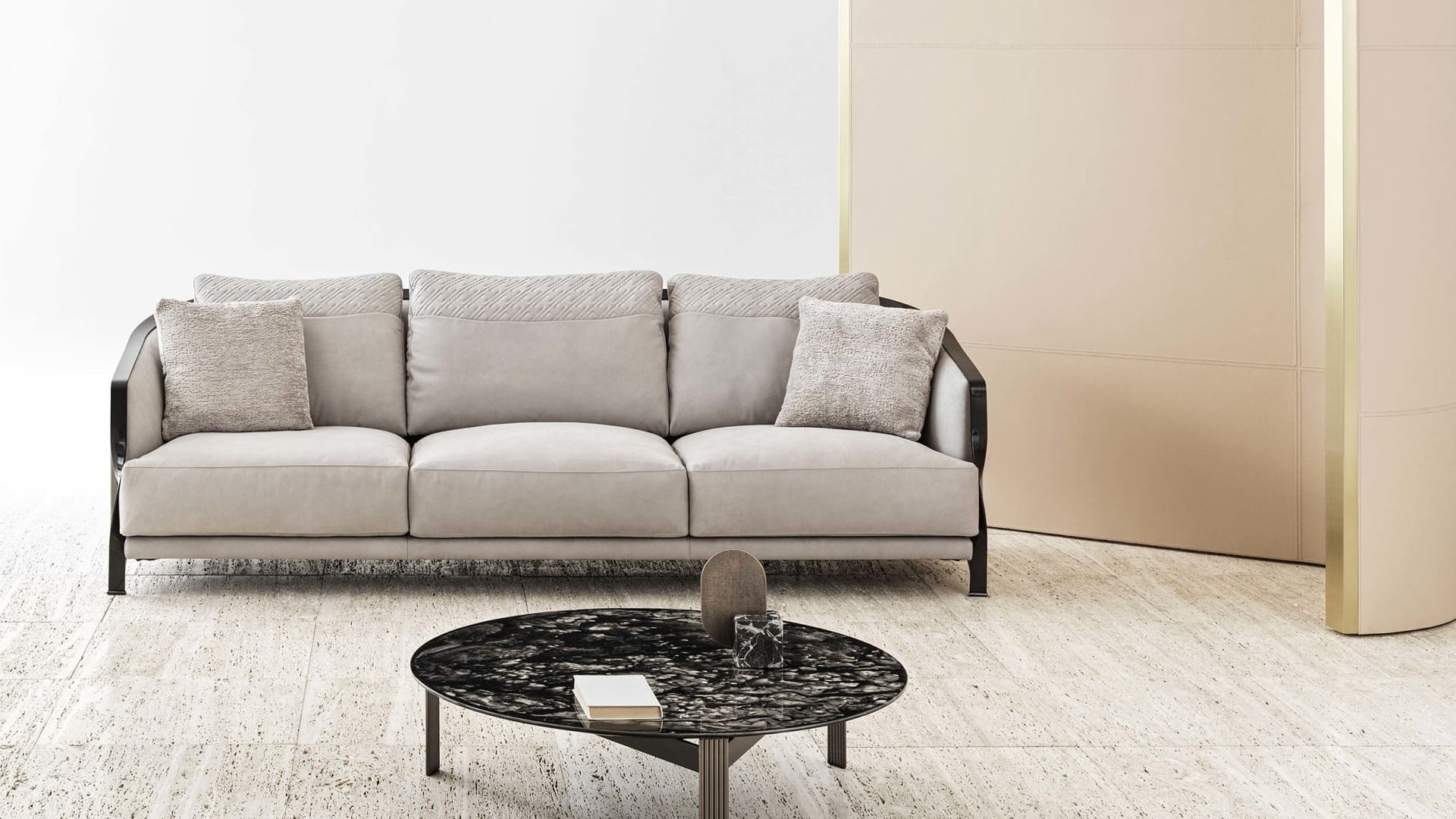 Paris sofa | Rugiano. Luxurious sofa with a unique twisted structure, available in various sizes and finishes, including elegant matelassé.