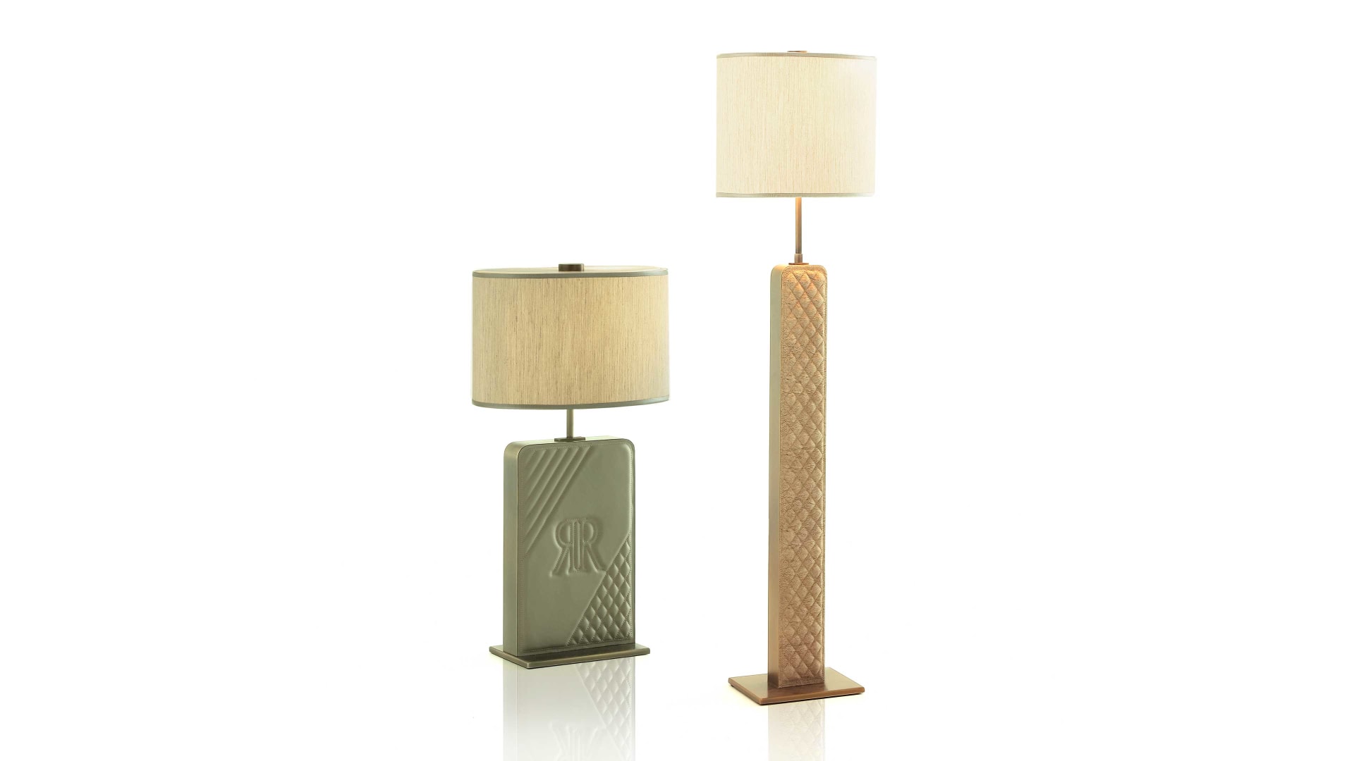 Bagutta bedside lamp | Rugiano. Exquisite lamps featuring bronze/steel frames, leather upholstery, and marble bases.