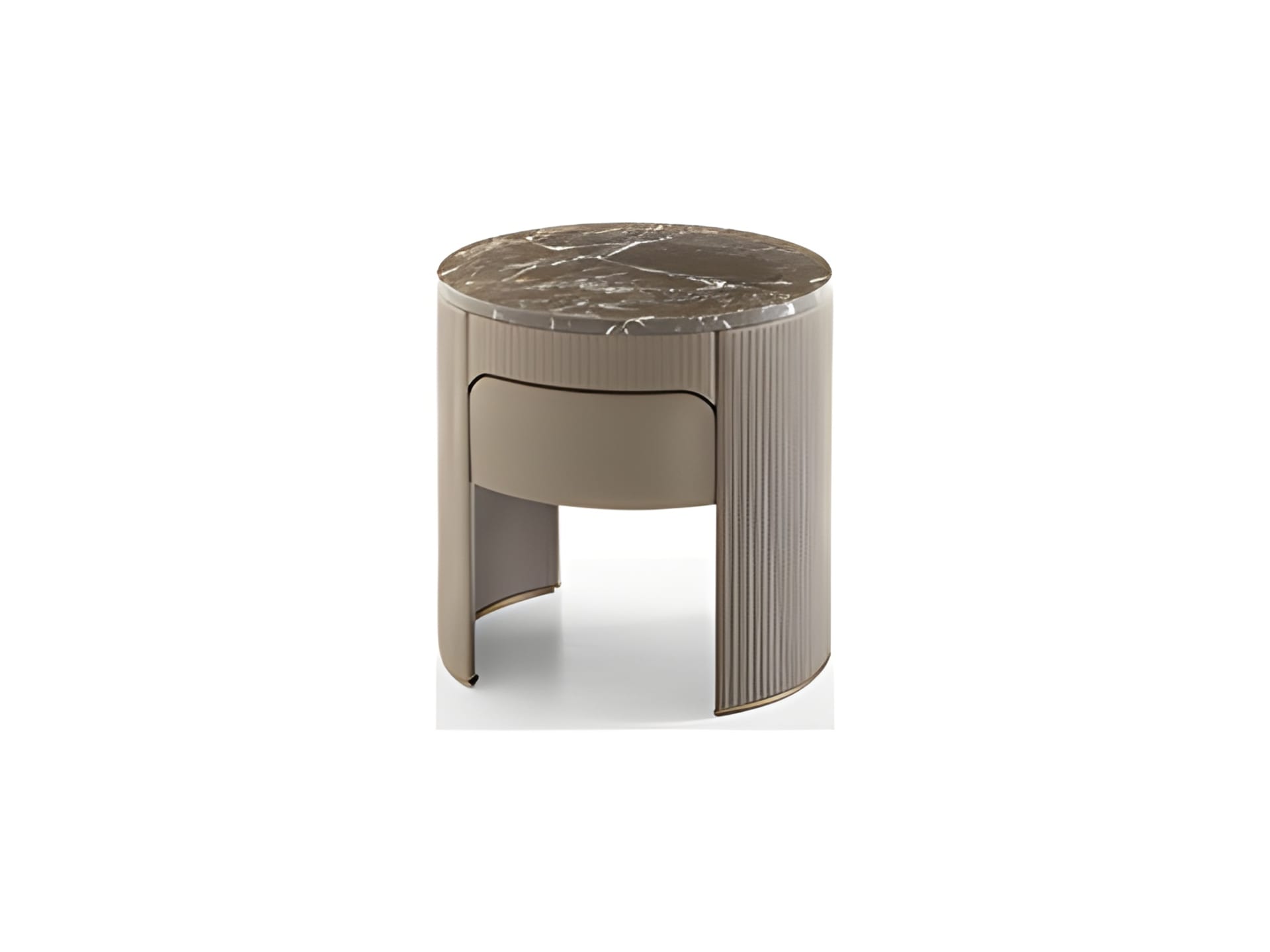 Vogue bedside table | Rugiano. Exquisite side table with luxurious leather upholstery, elegant marble top, and a practical drawer.