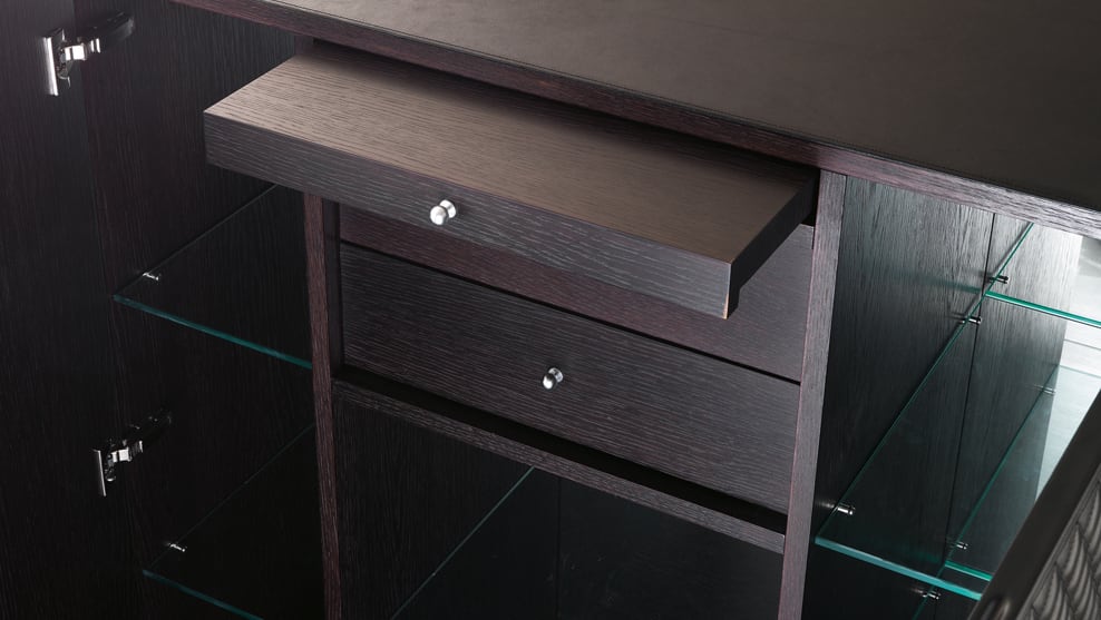 Julia bar cabinet | Rugiano. Elegant bar cabinet with distinctive geometric pattern, perfect for sophisticated entertaining and storage in modern luxury interiors.