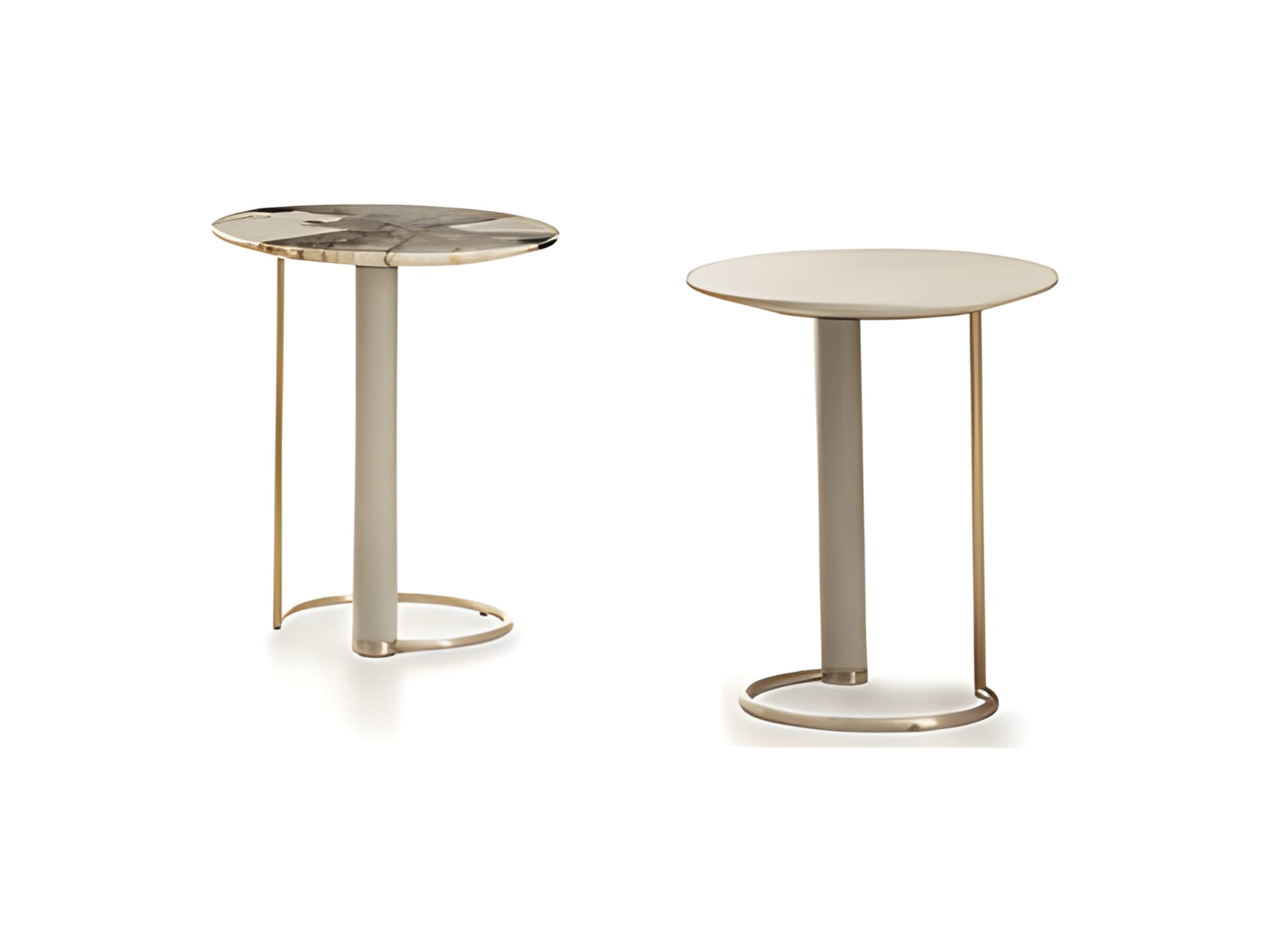 Opale coffee table | Rugiano. Elegant tables with characteristic covered legs and tops in marble or leather, perfect for modern interiors.