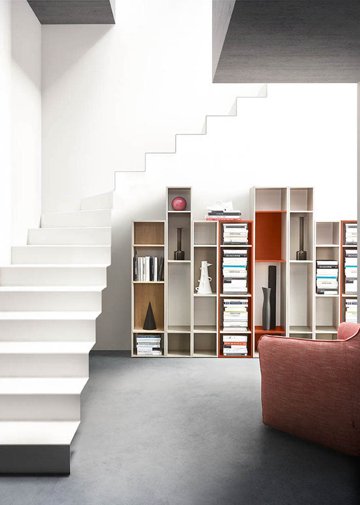 Versus shelving unit | ALF Dafre. Versatile wall-mounted modules with open compartments, customizable in finish and orientation for modern interiors.