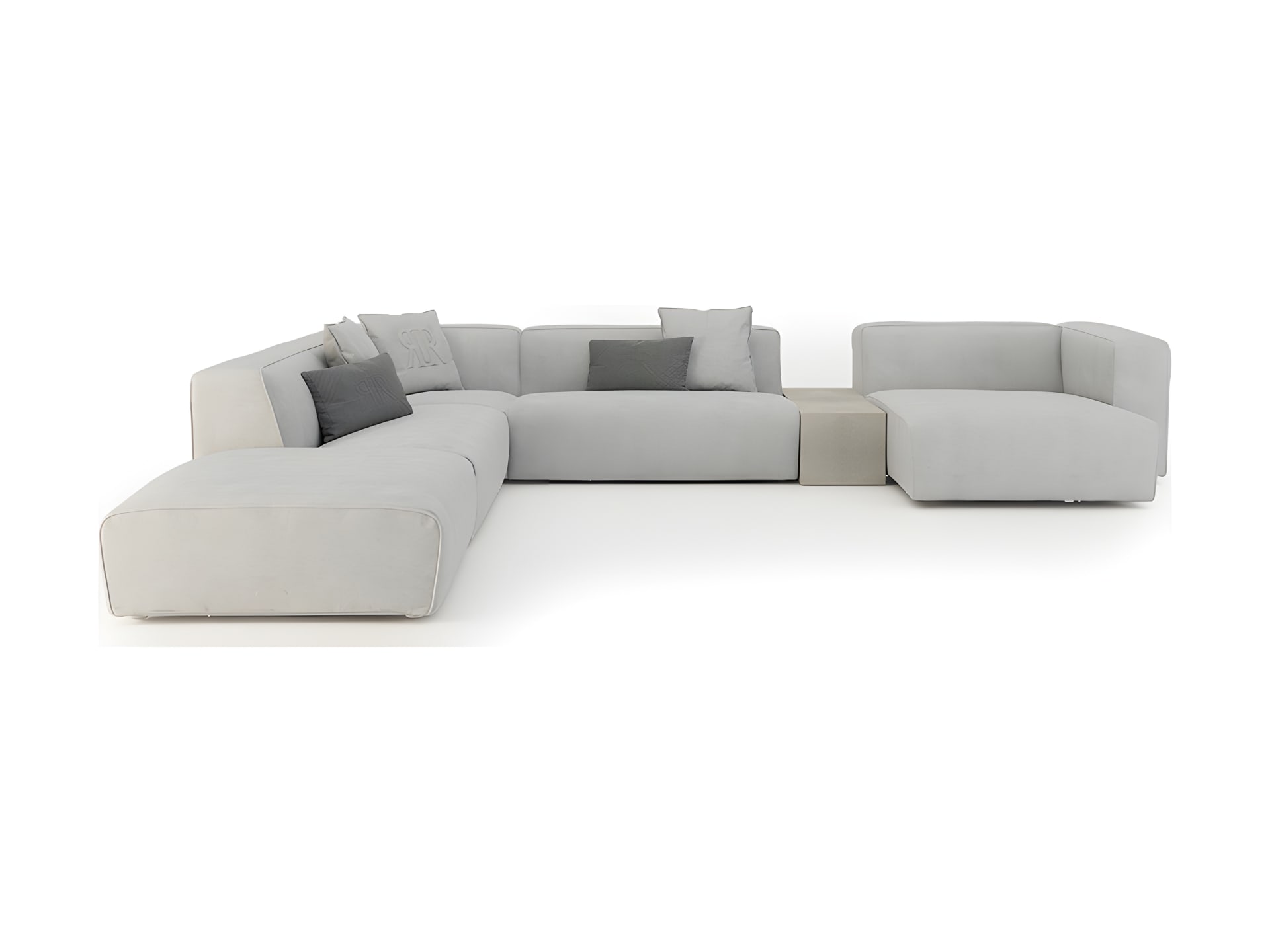 Freud armchair | Rugiano. Modular sofa and armchair range with distinctive baguette stitching and integrated side tables, offering ultimate comfort and design flexibility.