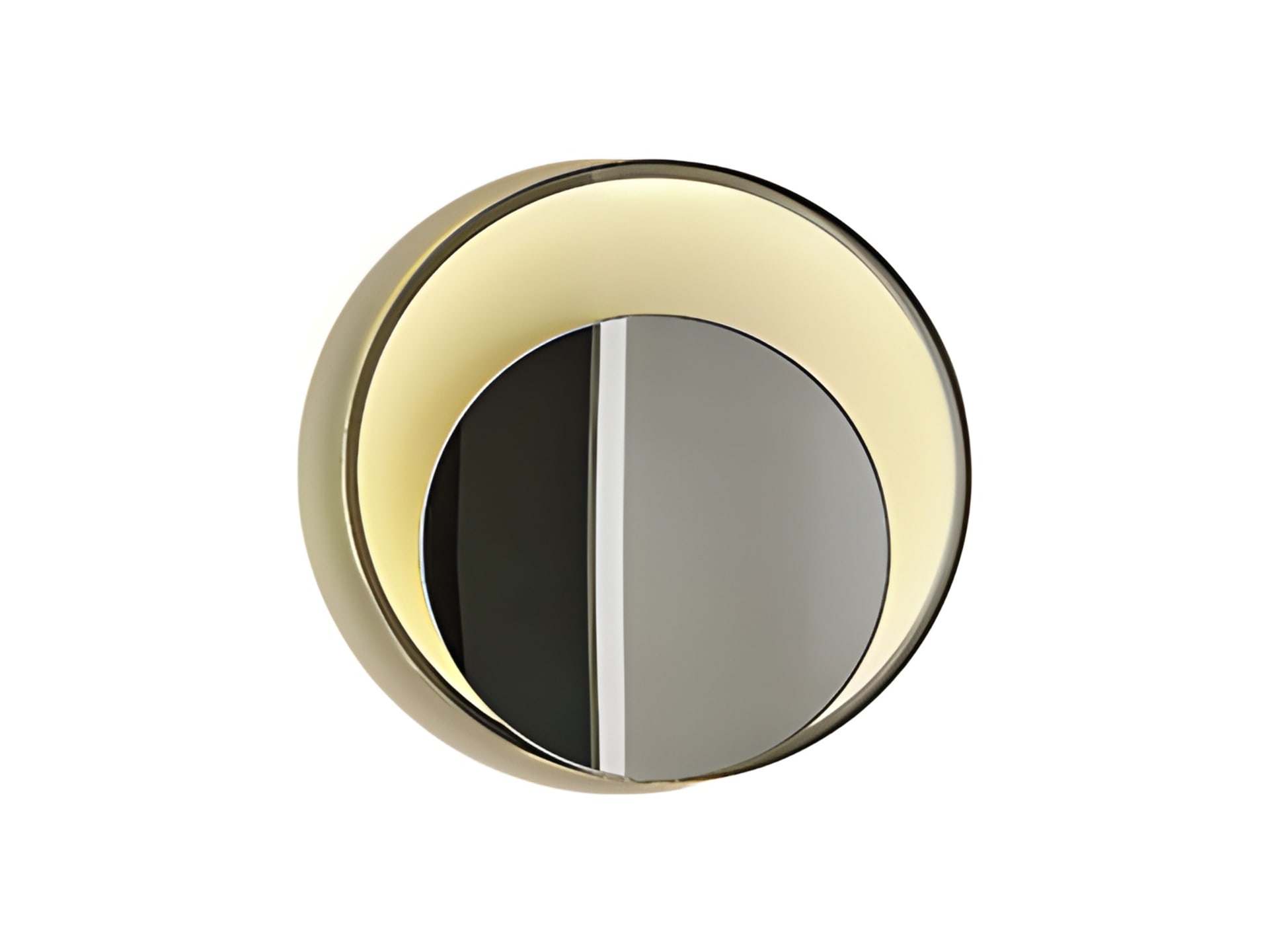Double Ring mirror | Rugiano. Elegant round mirror with a metal frame and integrated decorative lighting, creating an atmosphere of luxury.