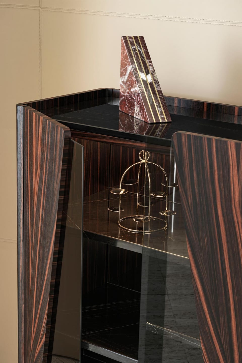 Frak bar cabinet | Rugiano. A luxurious and elegant bar cabinet with a striking geometric design, perfect for sophisticated interiors.