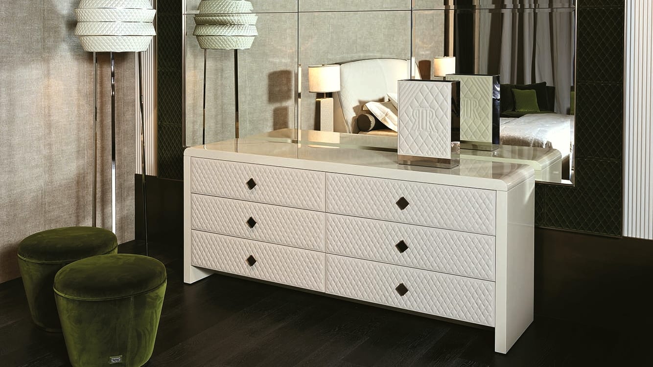 Reko chest of drawers | Rugiano. Elegant chest of drawers with geometric textured facade, offering sophisticated storage for modern interiors.