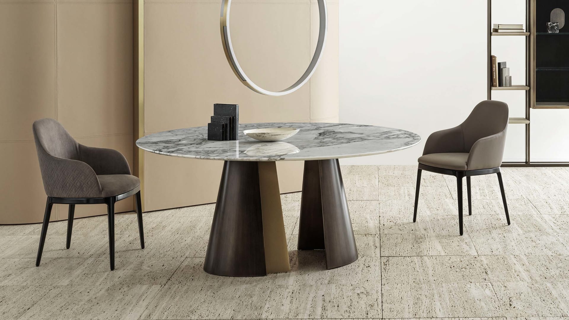 Pocket P chair | Rugiano. Upholstered chair with wooden legs, offering comfort and modern design with an option for a high back.