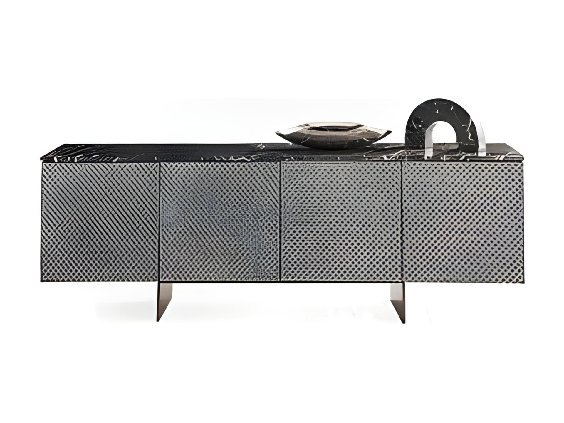 Penelope Low sideboard | Rugiano. Luxurious sideboard featuring exquisite leather upholstery and a sophisticated marble top, perfect for refined interiors.