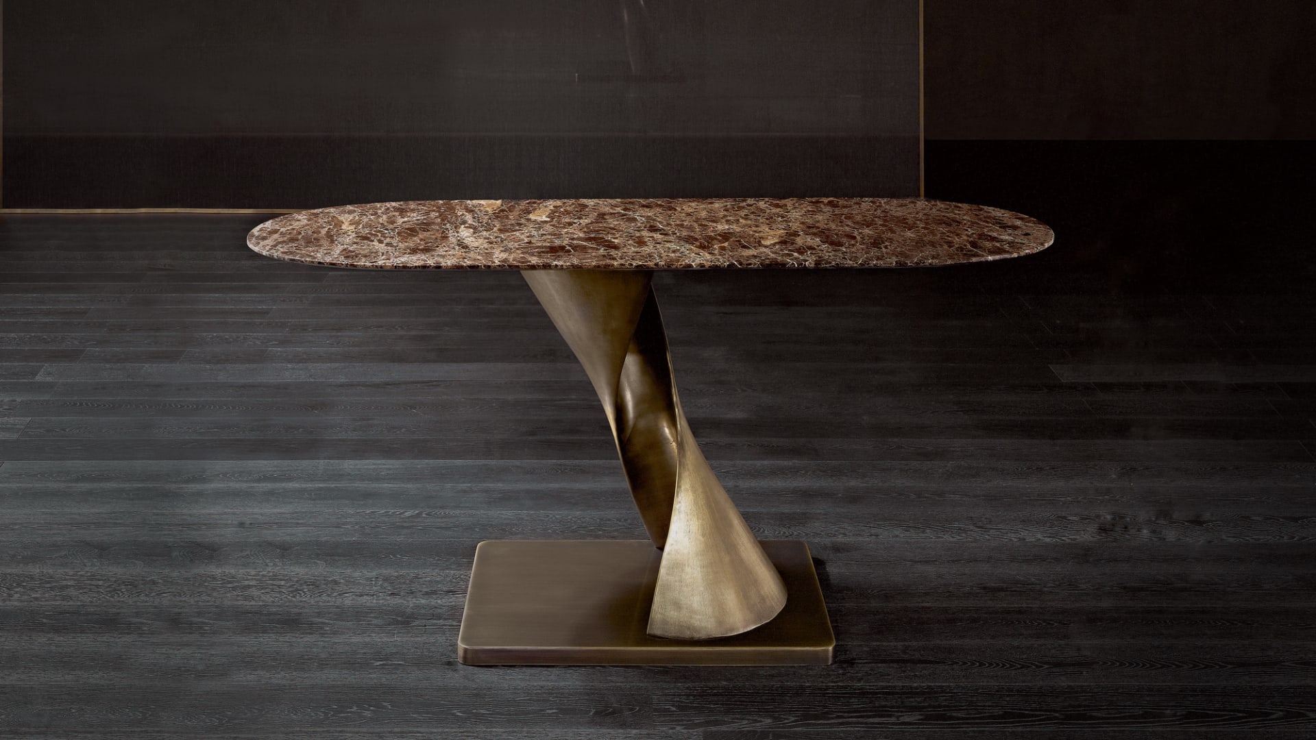 Zoe console | Rugiano. Elegant console table with a striking sculptural base, perfect for contemporary and Art Deco interiors.