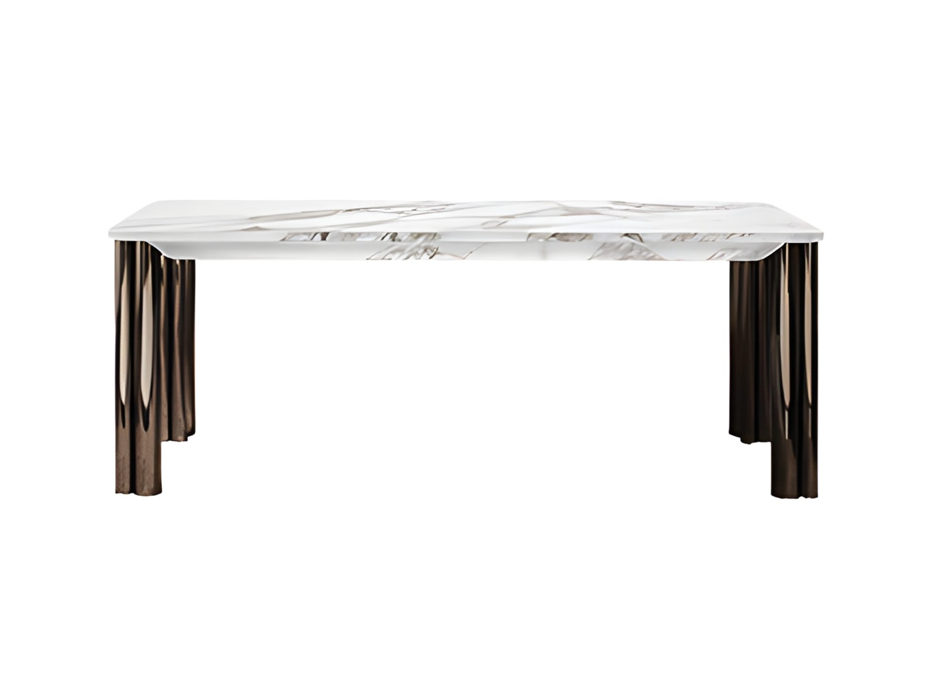 Forest console | Rugiano. Elegant console with filigree metal legs and a top available in wood, marble, or leather.