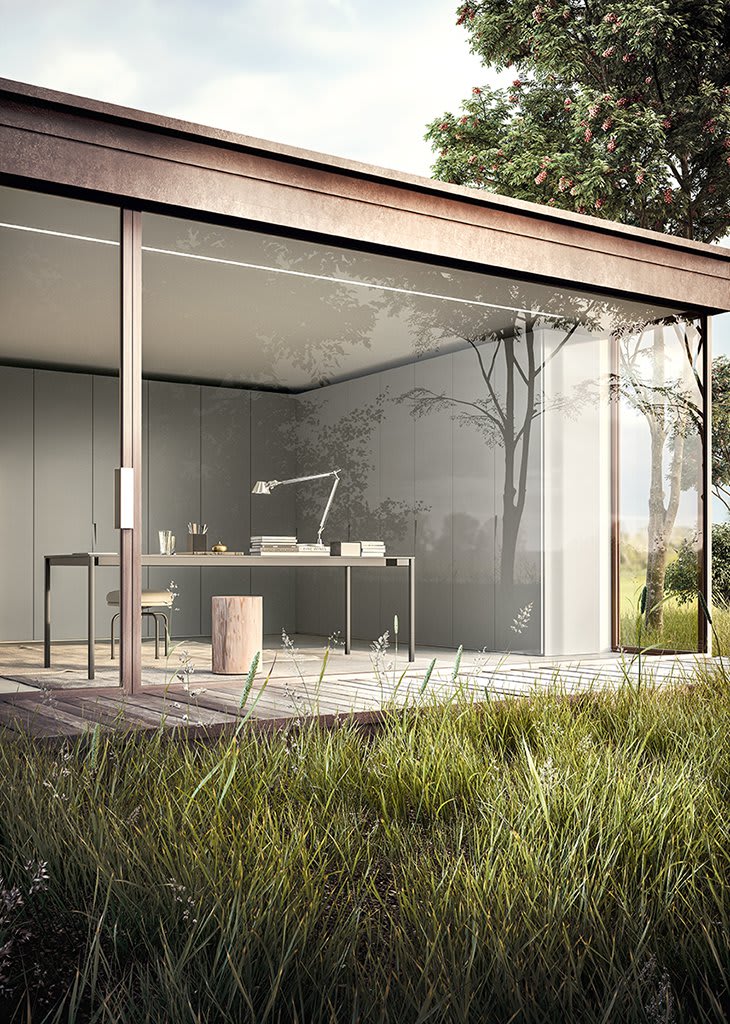 Sliver wardrobe | ALF Dafre. Designer swinging door wardrobe with integrated handle and seamless monolithic facade, perfect for modern interiors.