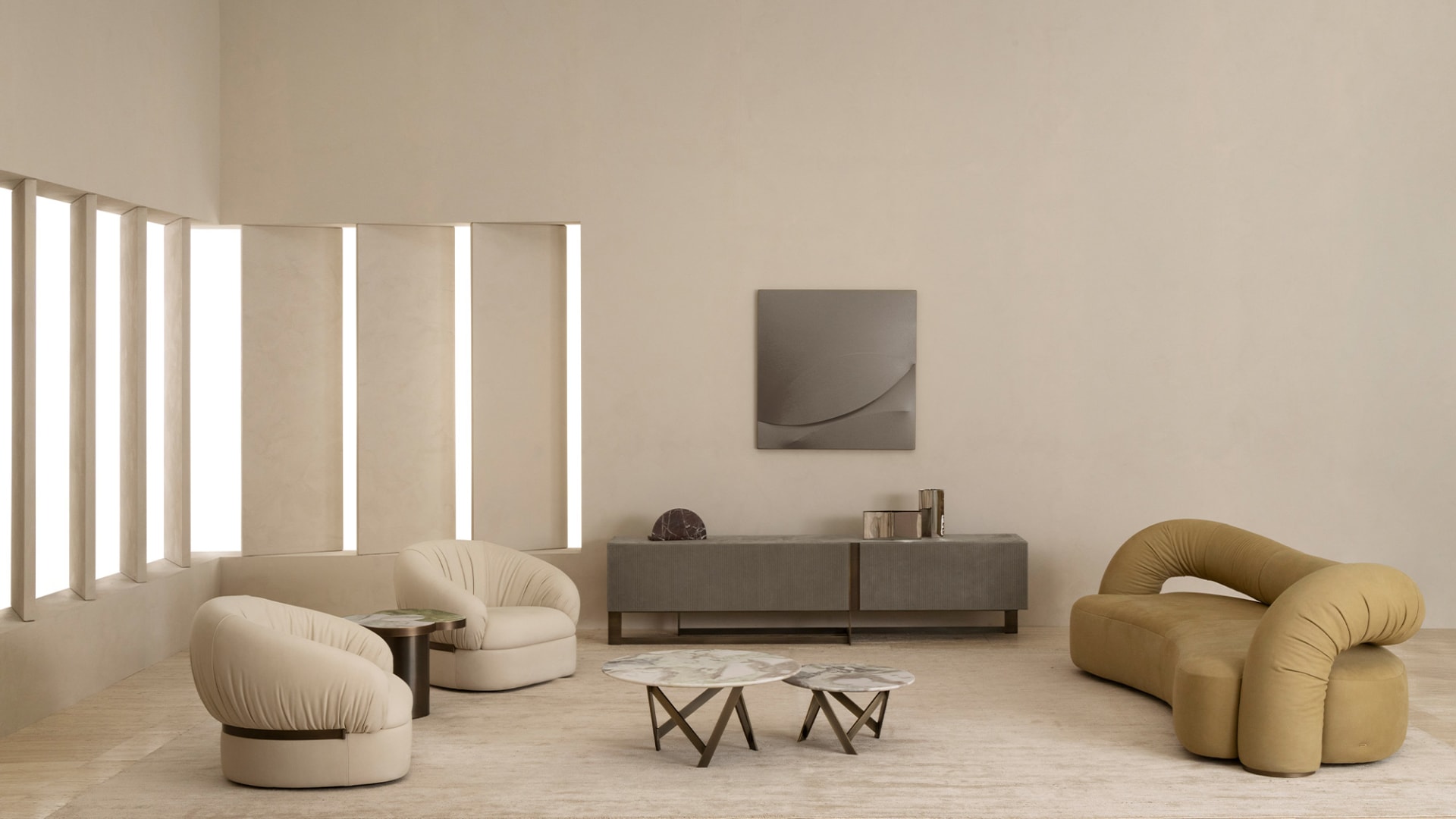 Passepartout Beige rug | Rugiano. Elegant beige rug with a unique texture, bringing coziness and sophistication to modern interiors.
